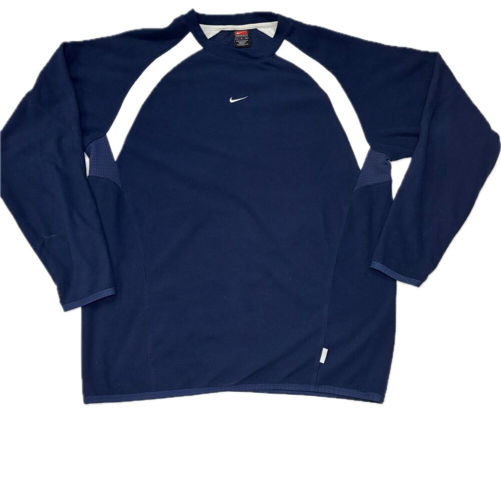 Nike Therma-Fit Navy Blue Mens L Fleece Pullover Sweatshirt Long Sleeved Shirt